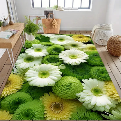 VIKAMA Daisy Floral Print Area Rug