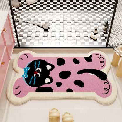 2025 Plush Cartoon Bathroom Floor Mat Thick Absorbent Non-Slip Imitation Cashmere Rug