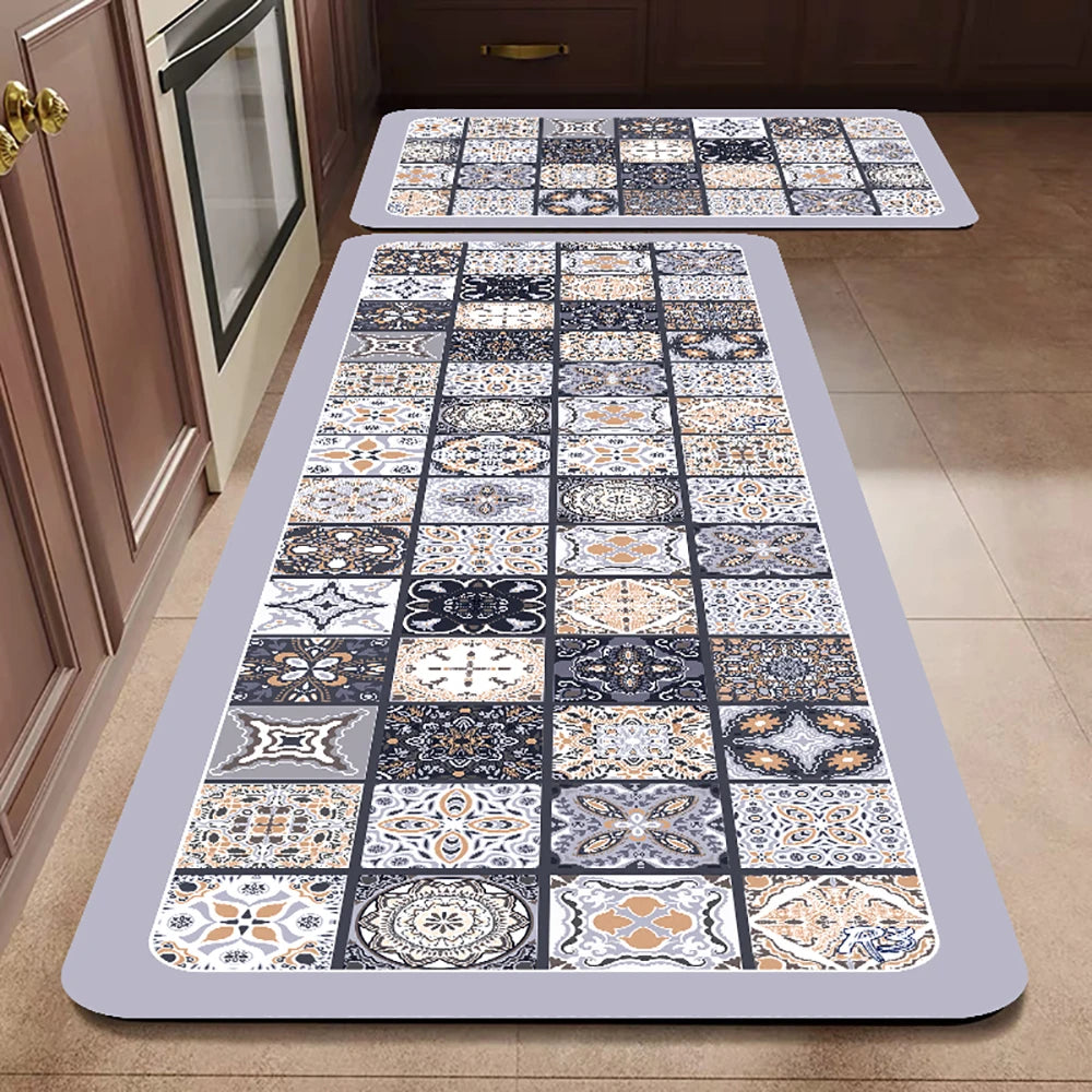 VIKAMA Kitchen Oil-Resistant Floor Mat Absorbent Quick-Dry Non-Slip Bathroom Doormat