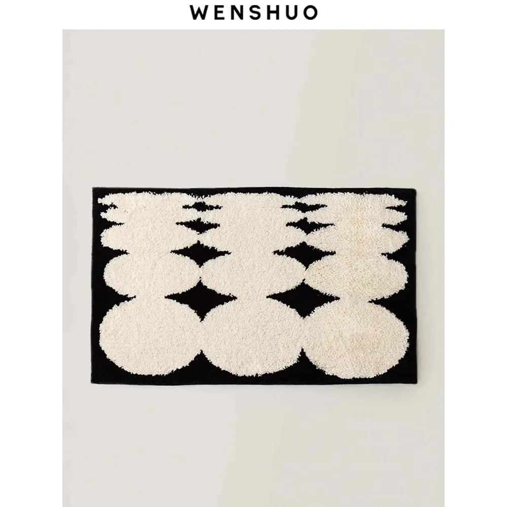 VIKAMA Korean-Style Soft Shaggy Rug: Slip-Resistant, Water-Absorbent, and Washable Bathroom and Entryway Decor Rug