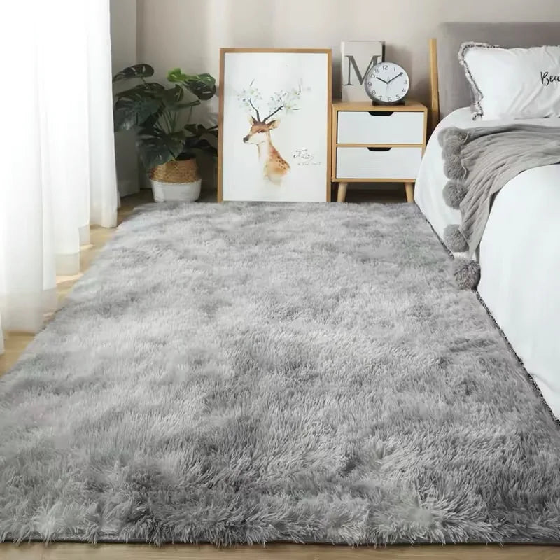 Gray Plush Fluffy Anti-Slip Area Rug