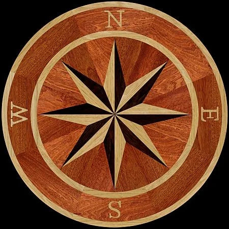 Compass Round Medallion Non-Slip Area Rug
