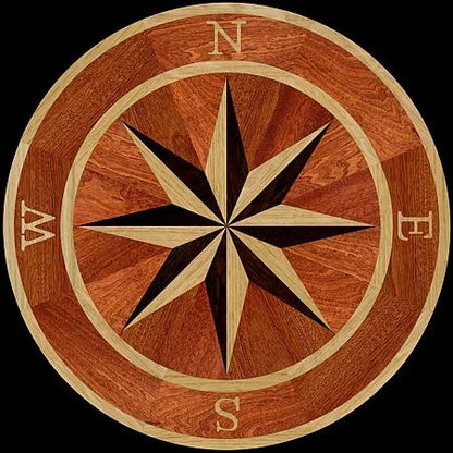Compass Round Medallion Non-Slip Area Rug