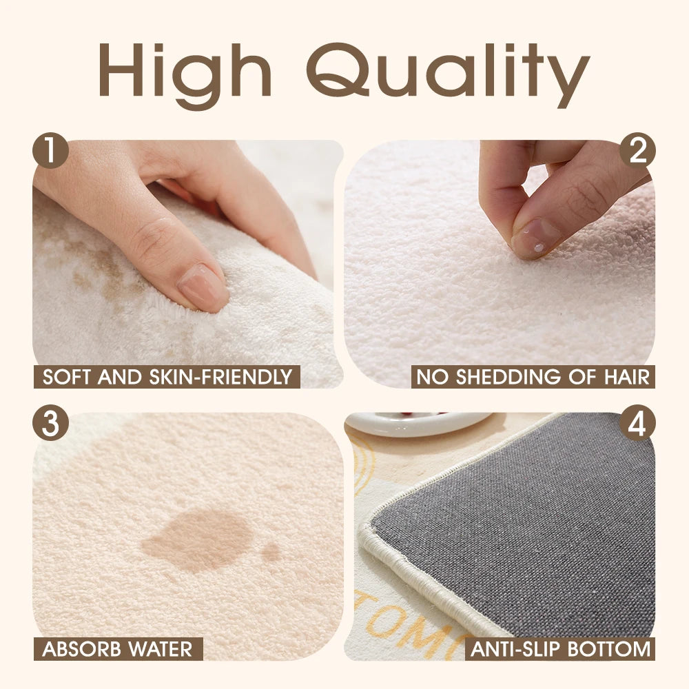 VIKAMA Cute Bow Faux Cashmere Non-Slip Round Area Rug
