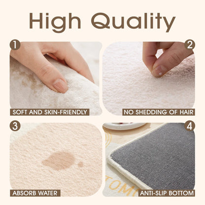 VIKAMA Cute Bow Faux Cashmere Non-Slip Round Area Rug