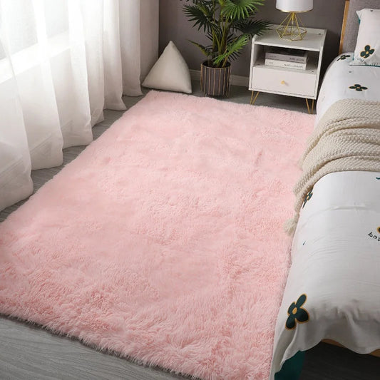 Pink Fluffy Kids Bedroom Area Rug