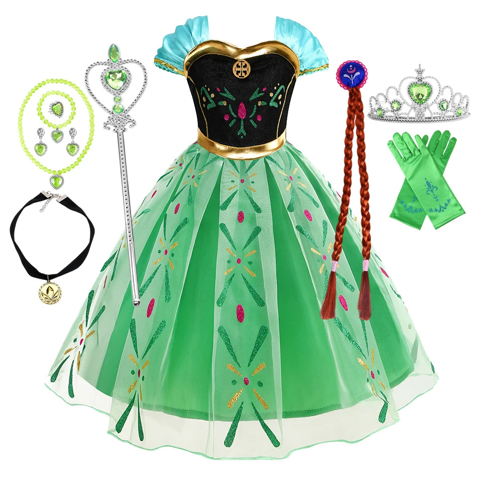 Disney Frozen Elsa Anna Princess Costume Dress For Girls