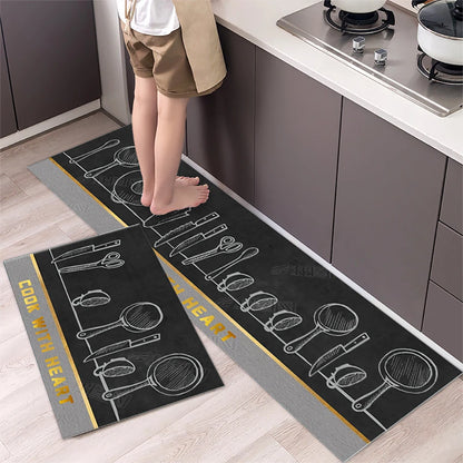 Non-Slip Kitchen Mat Long Crystal Velvet Rug Absorbent Foot Mat Bedroom Living Room Doormat Small Carpet Home Decor
