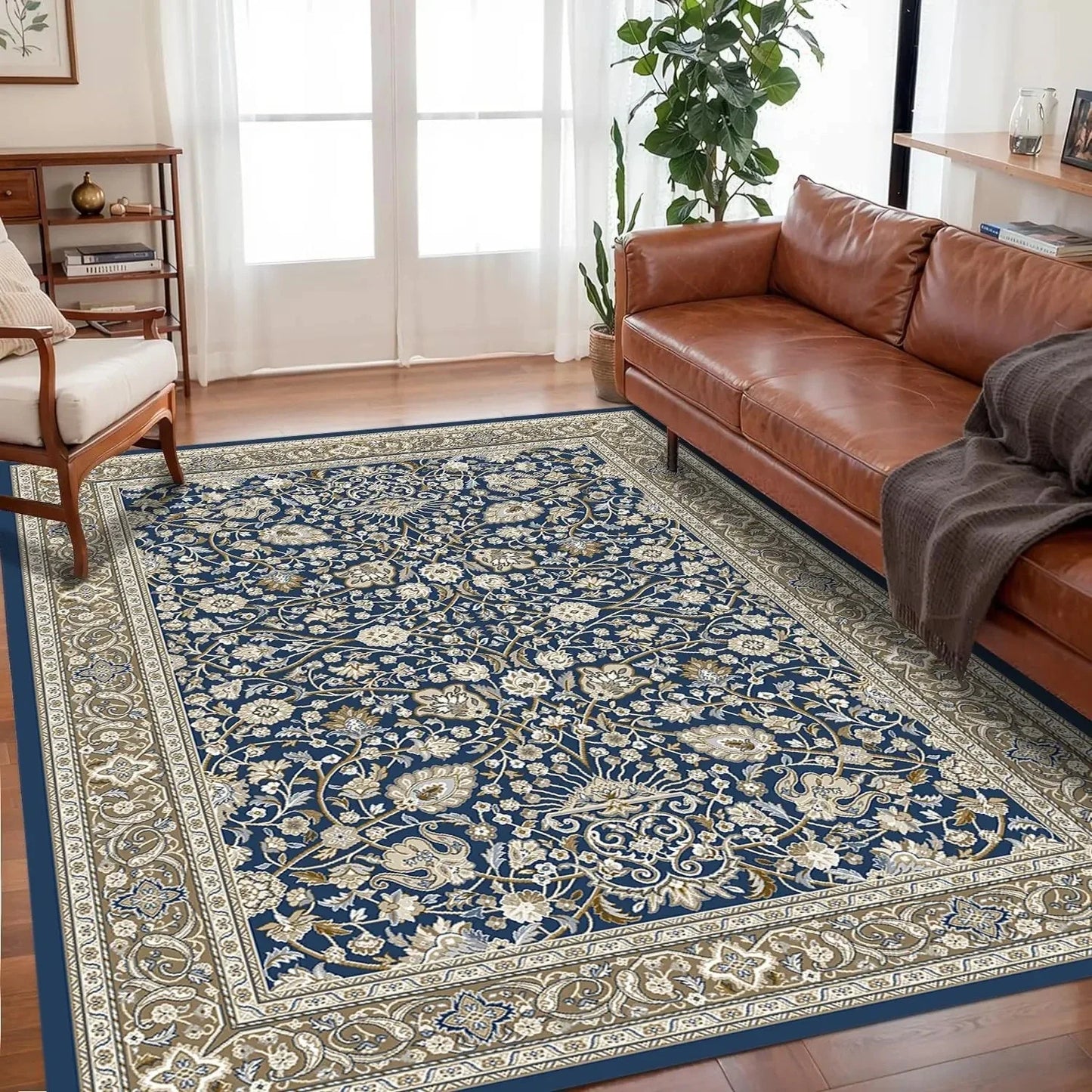 VIKAMA Bohemian Floor Mat Non-Slip Easy-Care Large Area Rug Living Room Bedroom Home Decor