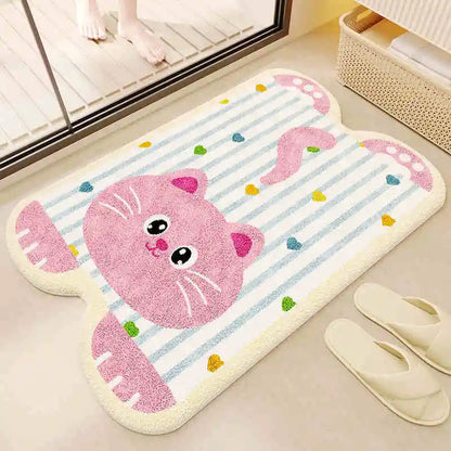 Cartoon Imitation Cashmere Bathroom Absorbent Dirt-Resistant Non-Slip Door Mat