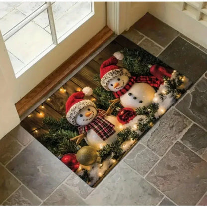 Christmas snowman Santa holiday entrance mat