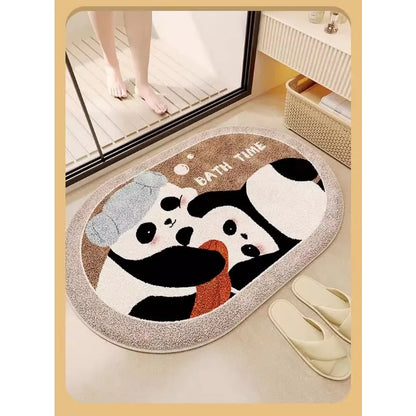 Panda cartoon absorbent non-slip bath mat