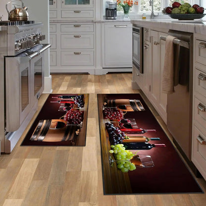 VIKAMA Red Wine Kitchen Mat Set