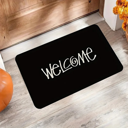 VIKAMA Black Welcome Doormat Washable Durable Minimalist Entrance Rug Home Decor