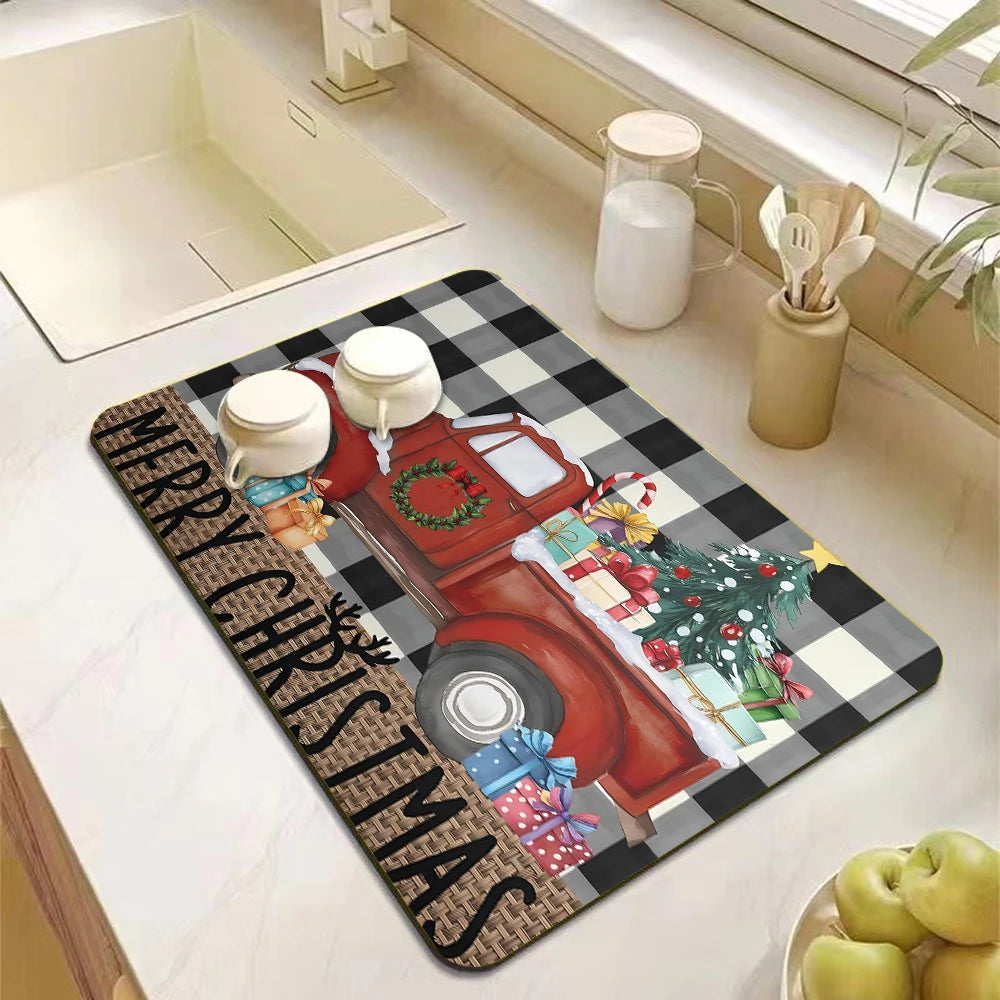 Christmas Tree Absorbent Kitchen Drying Mat
