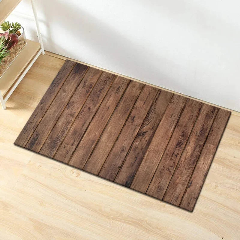 VIKAMA Vintage Wooden Non-Slip Kitchen Floor Mat Set