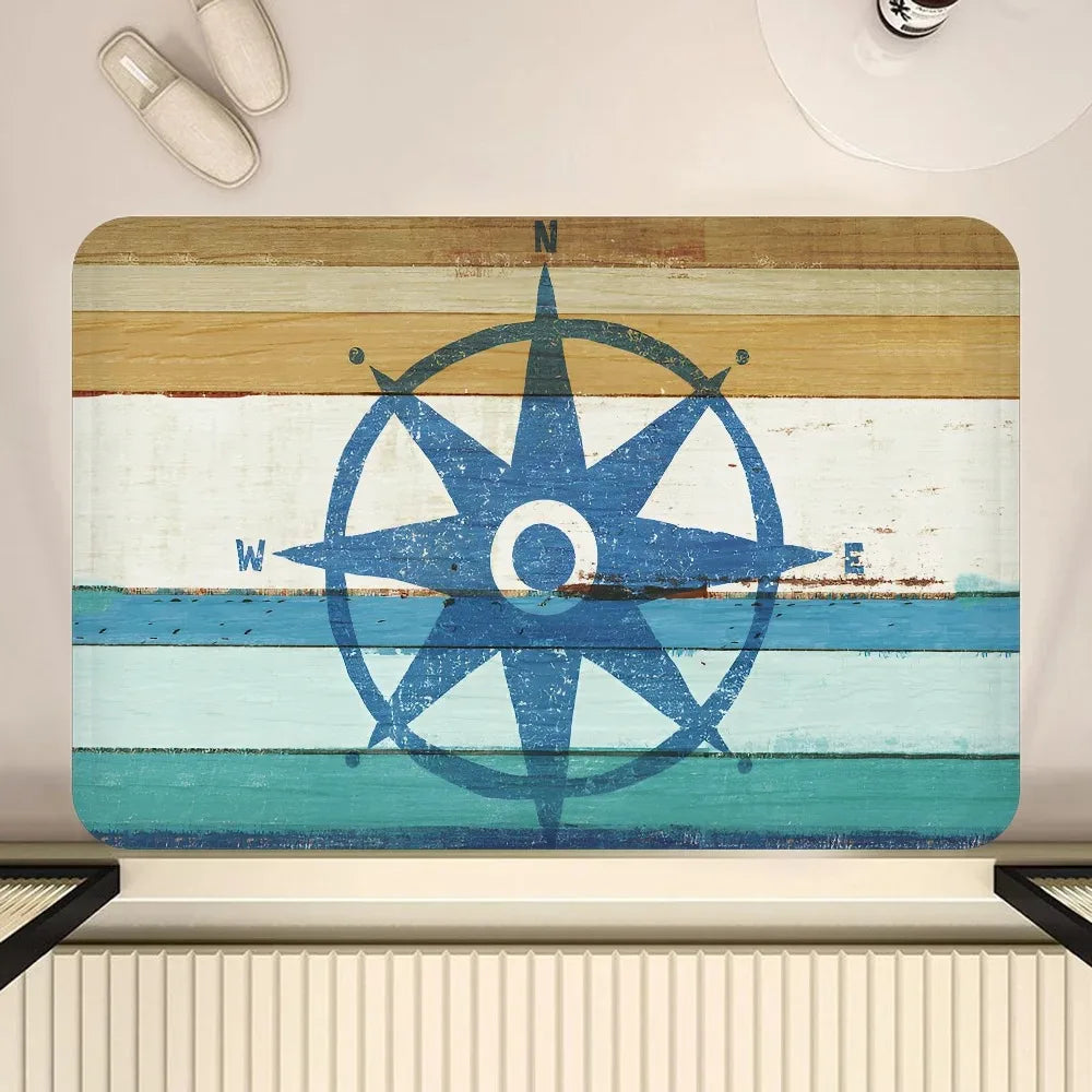 Nautical Compass Non-Slip Area Rug