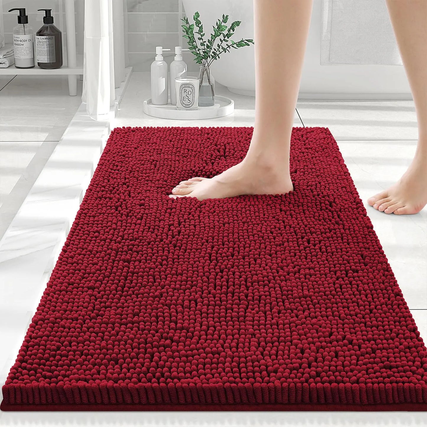 Olanly Chenille Non-Slip Absorbent Bath Mat