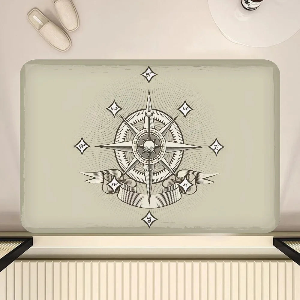 Nautical Compass Non-Slip Area Rug
