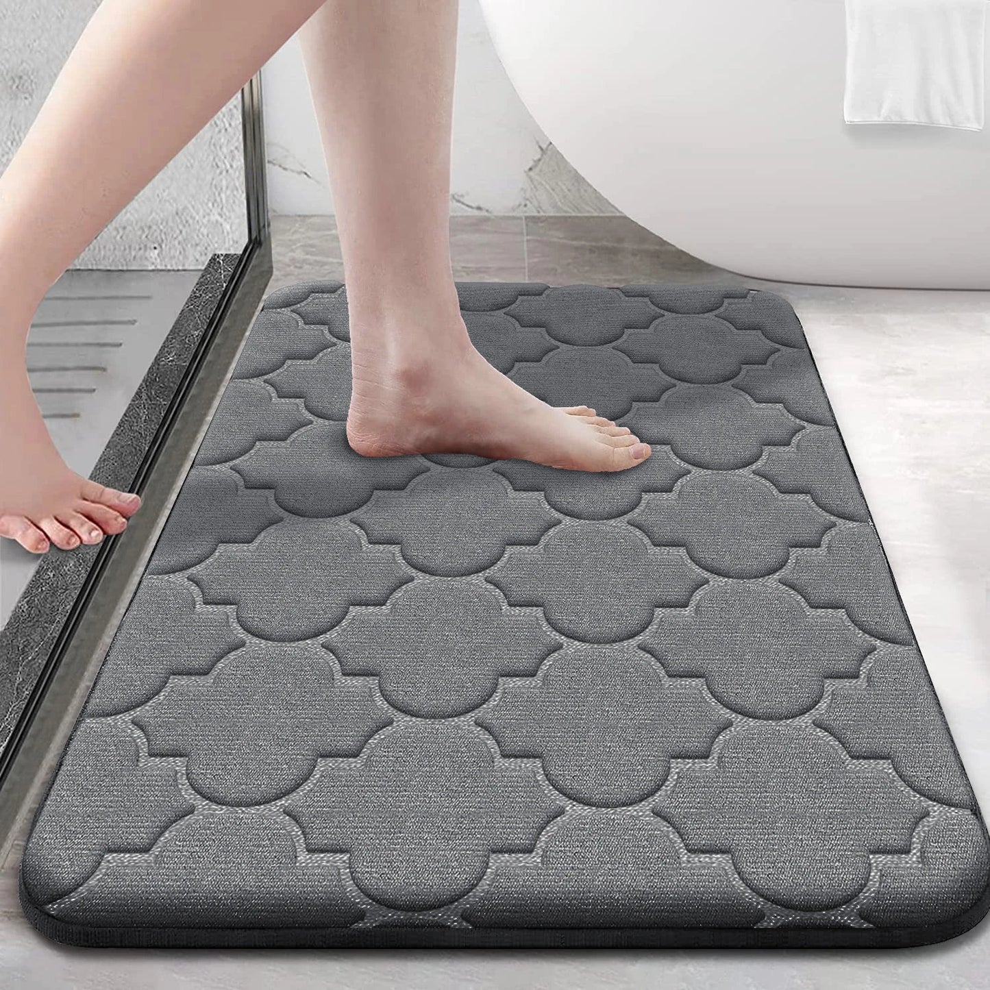 Memory Foam Bathroom Rug Non-Slip Ultra Soft Absorbent Machine Washable Floor Mat