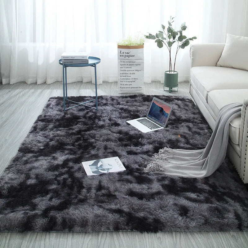 VIKAMA Tie-Dye Silk Wool Rug Non-Slip Bedroom Living Room Stain-Resistant Carpet Home Decor