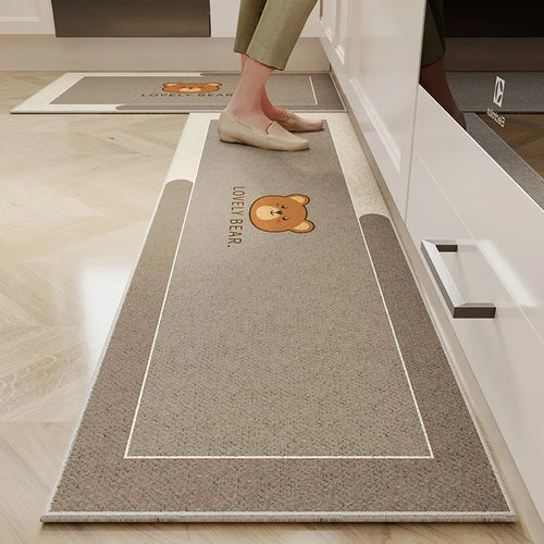 VIKAMA Crystal Velvet Cuttable Kitchen Mat Non-Slip Dirt-Resistant Floor Rug Home Decor