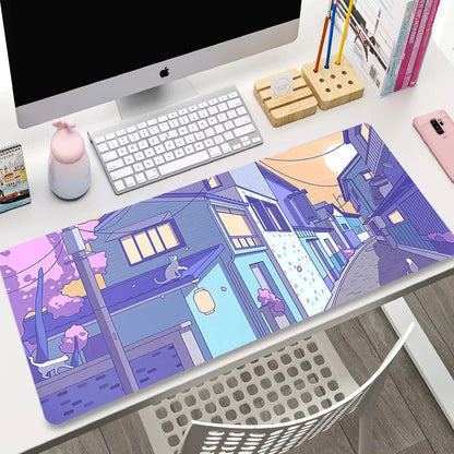 Cute Anime Cat Extended Gaming Desk Mat