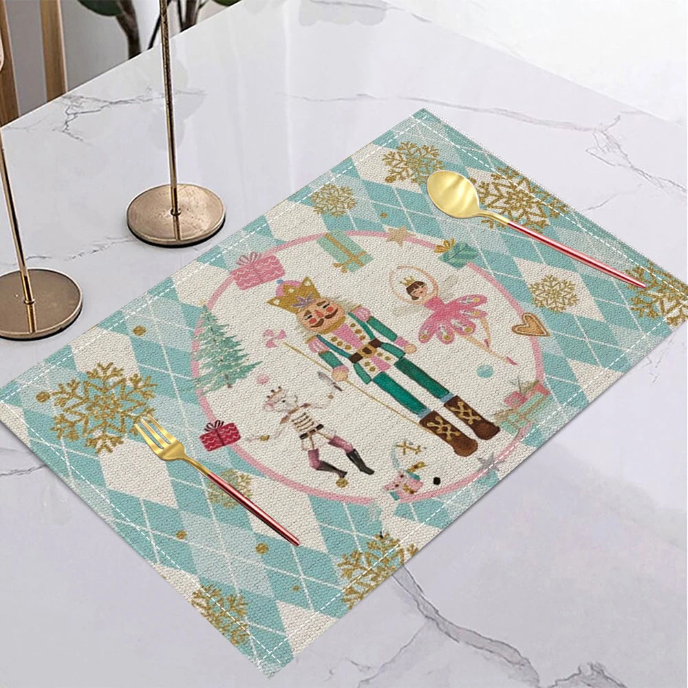 Christmas nutcracker ballet pink gold placemat mat