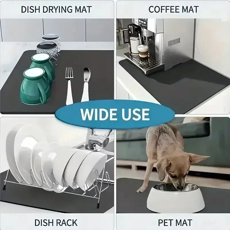 VIKAMA Marble Kitchen Drainage Mat Quick-Dry Absorbent Anti-Slip Dish Drying Pad