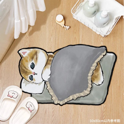 Cute cat quick-dry non-slip bath mat