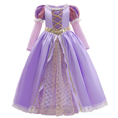 Disney Tangled Rapunzel Princess Costume Dress For Girls