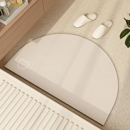 VIKAMA Semi-Circular Diatomite Bathroom Floor Mat Absorbent Non-Slip Entrance Door Mat