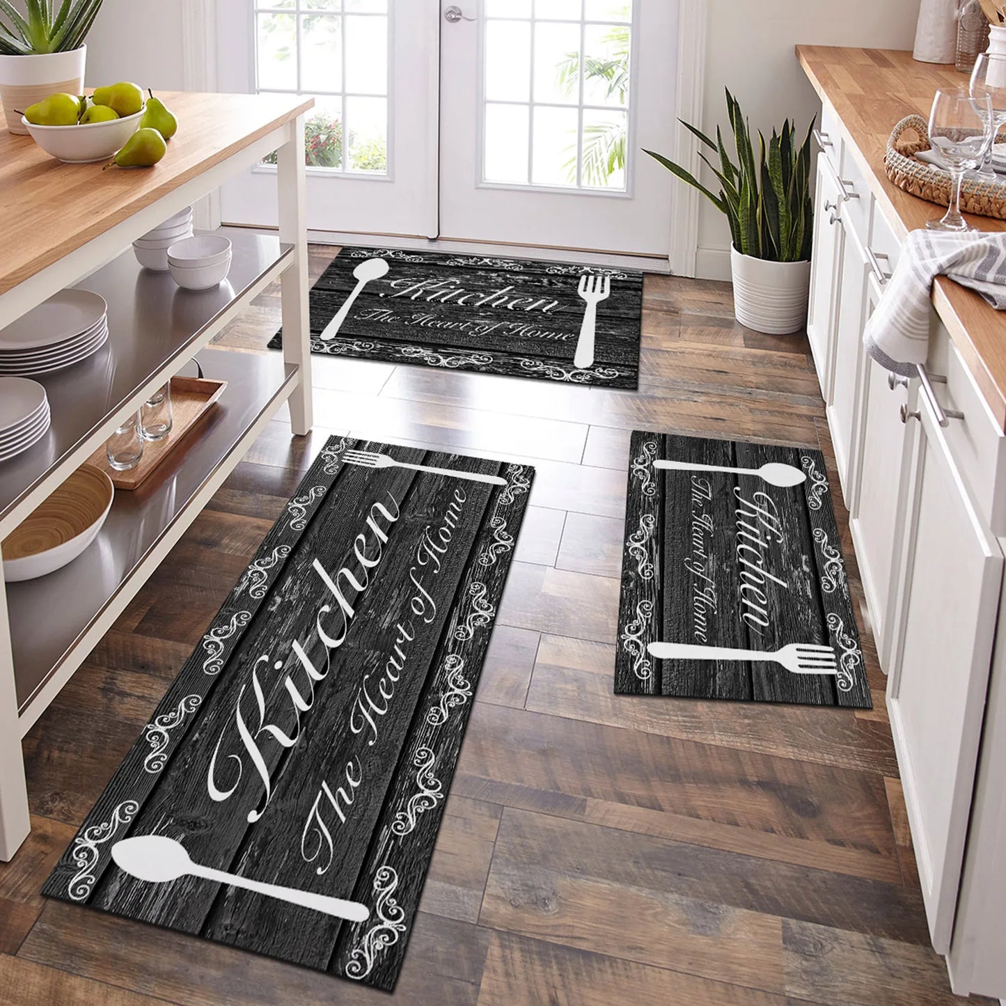 VIKAMA Washable Kitchen Mat Absorbent Sponge Carpet Non-Slip Waterproof Door Rug Bathroom Home Decor