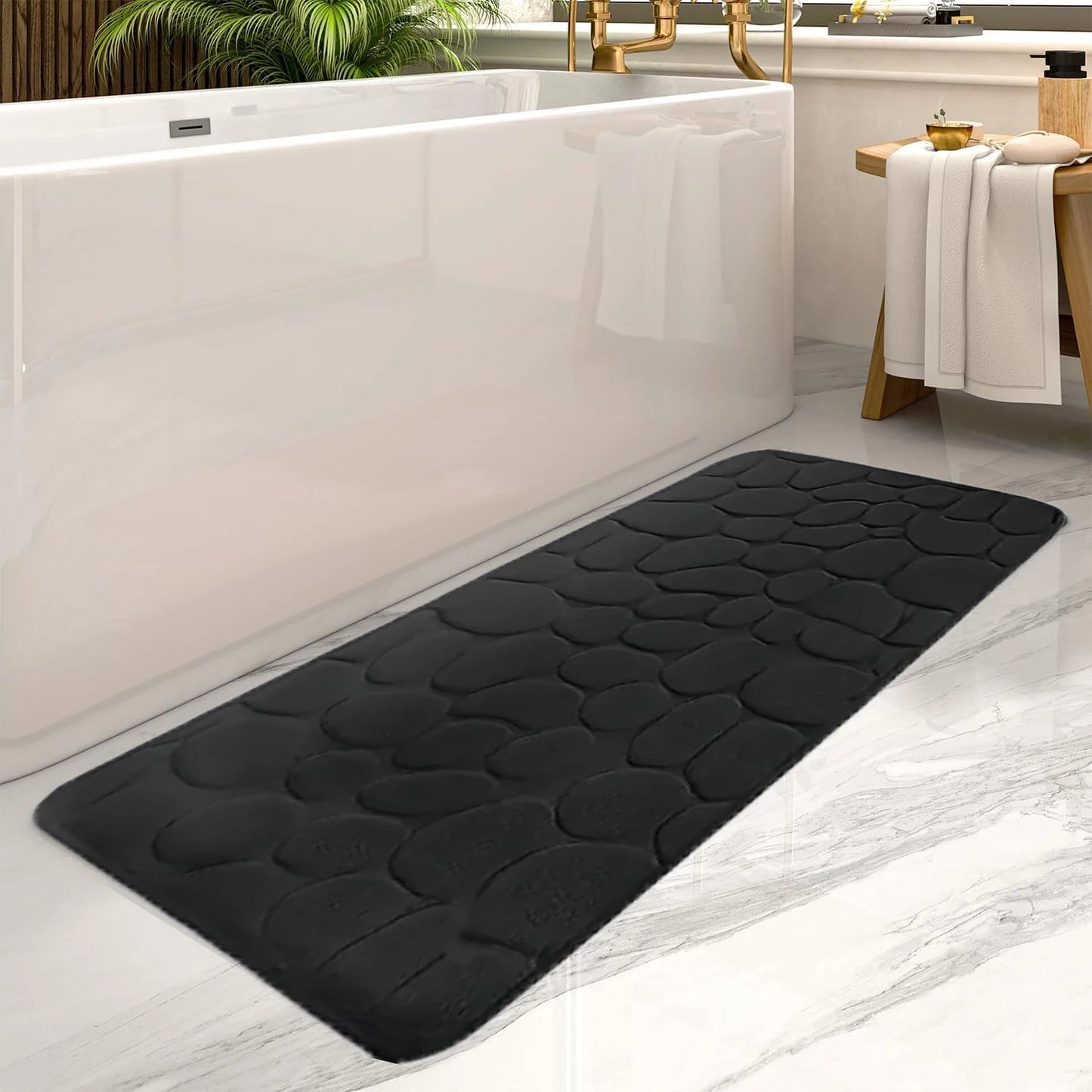 Large Size Bathroom Floor Mat Non-Slip Absorbent Long Strip Bathtub Rug 19.7x47.2in Home Decor