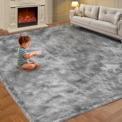 VIKAMA Tie-Dye Plush Carpet Soft Fluffy Non-Slip Kids Room Crawling Mat