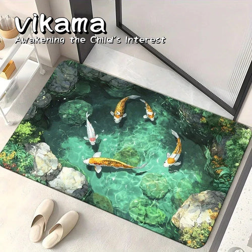 VIKAMA 3D Ocean Bathroom Non-Slip Washable Floor Mat
