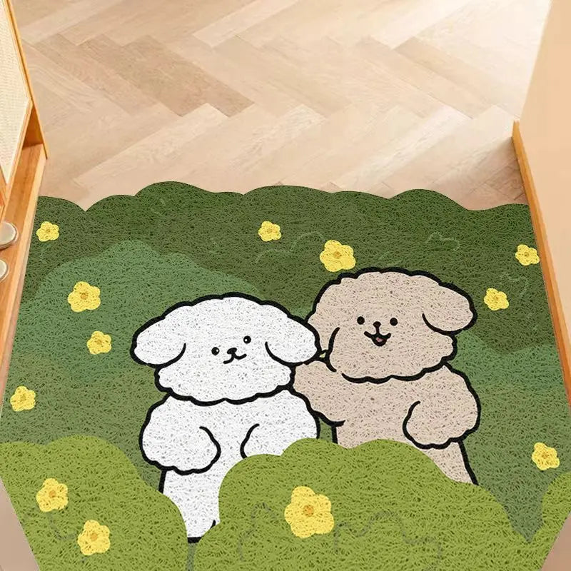 Cartoon silk ring non-slip entrance door mat
