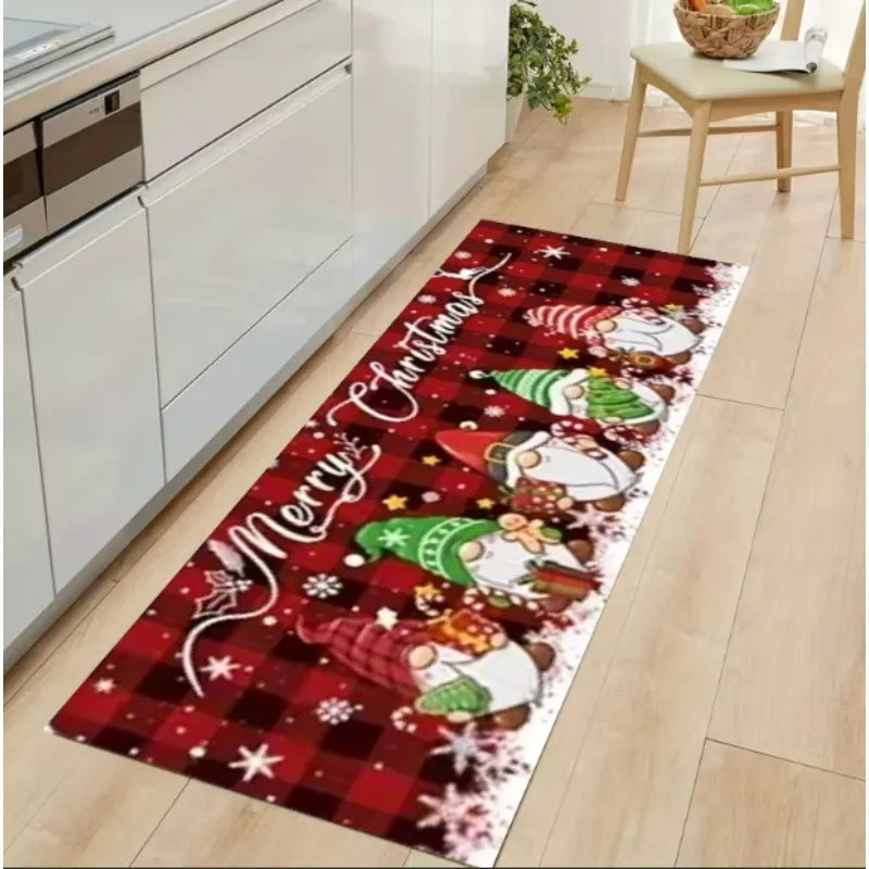 Christmas elf truck snowflake kitchen mat