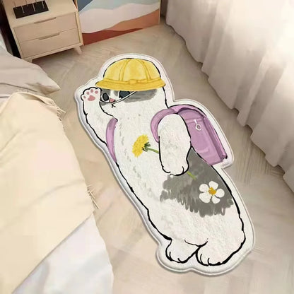 Faux Cashmere Cartoon Pet Rug Non-Slip Washable Bedroom Mat