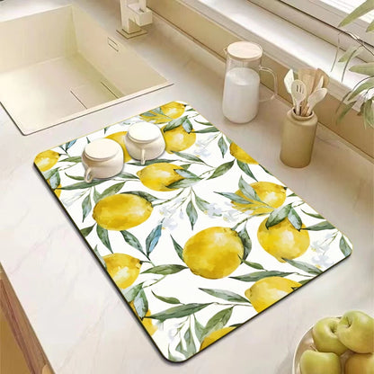 Lemon Rubber Kitchen Drying Mat