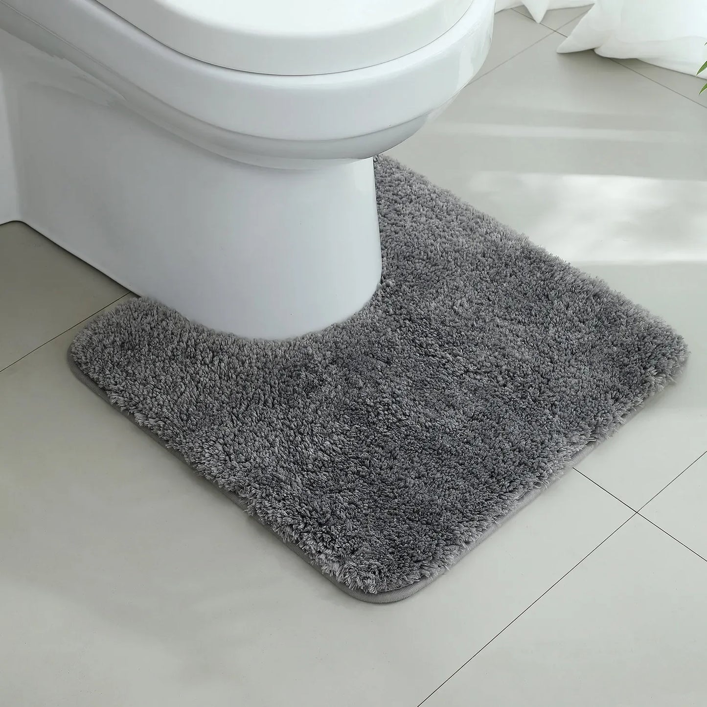 U-Shaped Thick Plush Bathroom Mat Absorbent Non-Slip Toilet Rug Bathtub Entrance Floor Carpet Home Decor