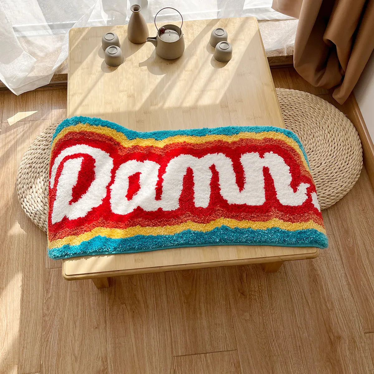Rainbow Letter Tufted Fluffy Area Rug