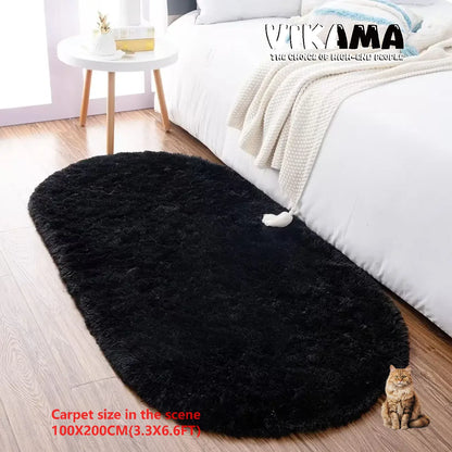 VIKAMA Oval Tie-Dye Rug Soft Bedside Living Room Kitchen Mat Home Decor