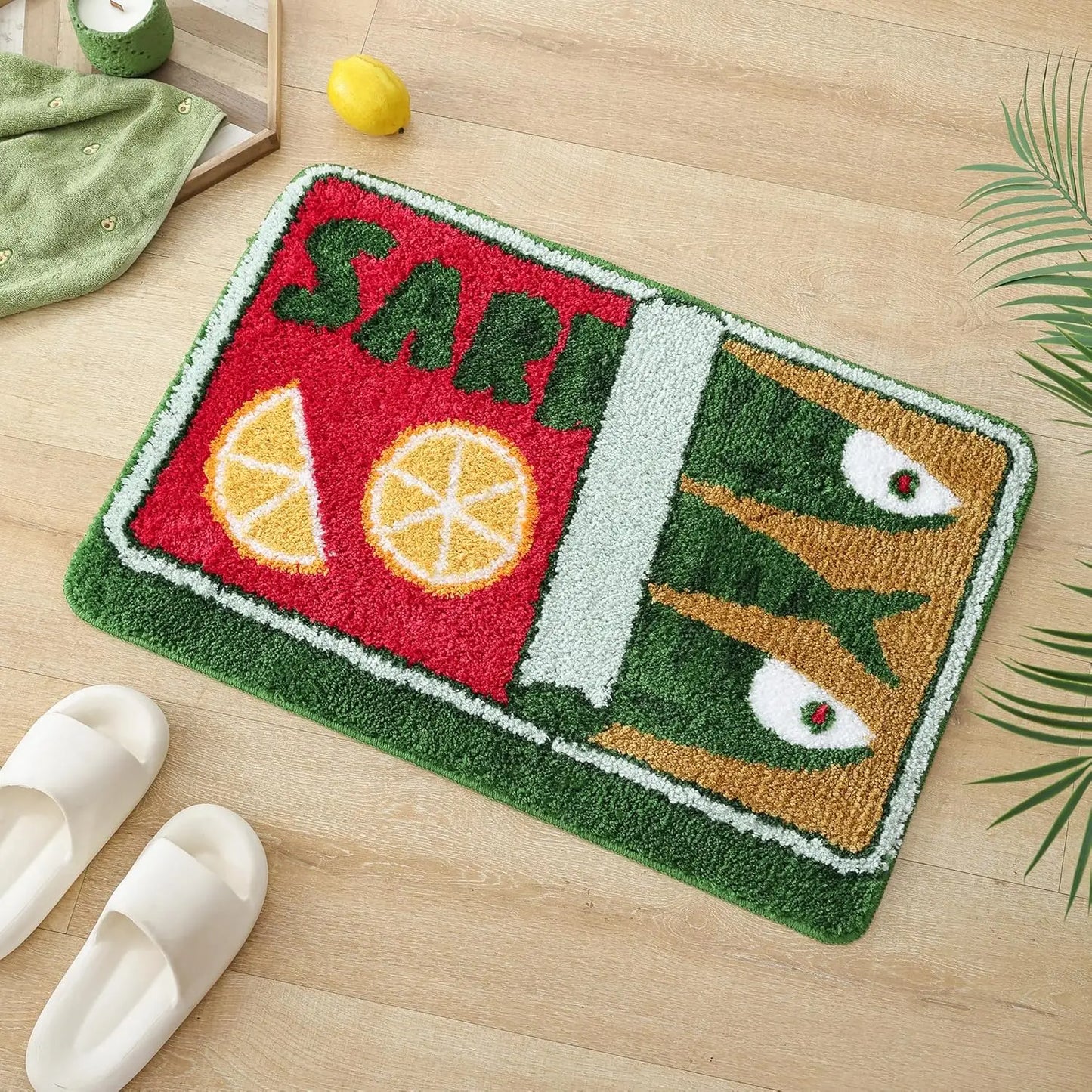 VIKAMA Cartoon Sardine Floor Mat Soft Non-Slip Kitchen Bathroom Bedroom Carpet