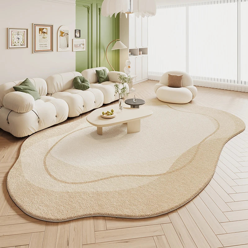 VIKAMA Green Irregular Plush Carpet Cream Style Living Room Bedroom Bedside Floor Mat Home Decor