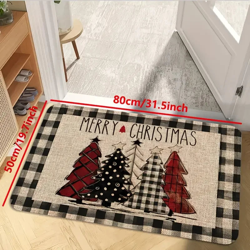 VIKAMA Christmas Tree Theme Non-Slip Home Decor Rug Set