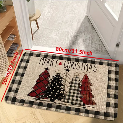 VIKAMA Christmas Tree Theme Non-Slip Home Decor Rug Set