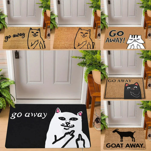VIKAMA Funny Cat Go Away Non-Slip Doormat