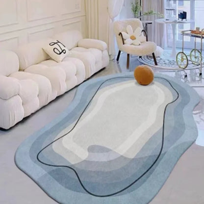 VIKAMA Pink Faux Cashmere Rug Irregular Soft Non-Slip Bedside Bedroom Floor Mat Home Decor