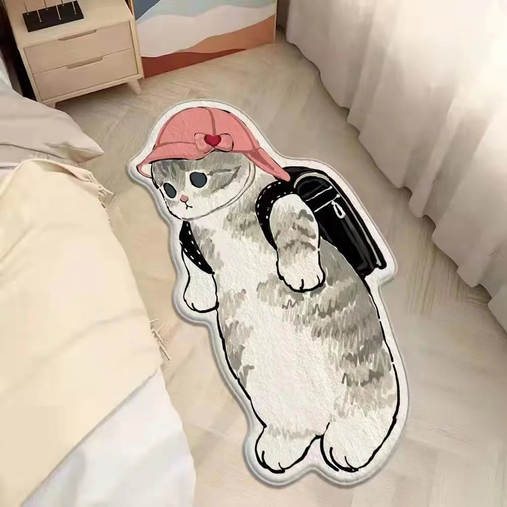 Faux Cashmere Cartoon Pet Rug Non-Slip Washable Bedroom Mat